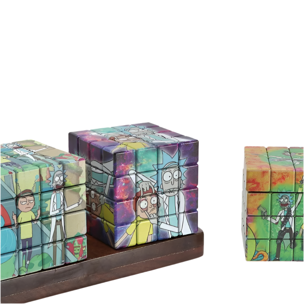 4-Layer Metal Rick and Morty Herbal Smoke Grinder Rubix Cube 58mm 