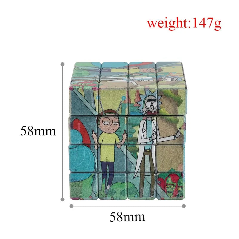 4-Layer Metal Rick and Morty Herbal Smoke Grinder Rubix Cube 58mm 