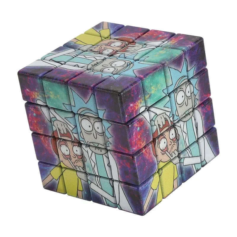 4-Layer Metal Rick and Morty Herbal Smoke Grinder Rubix Cube 58mm 