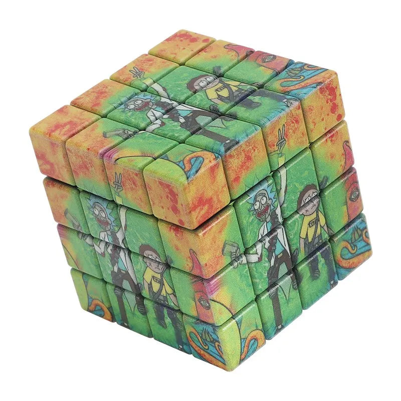 4-Layer Metal Rick and Morty Herbal Smoke Grinder Rubix Cube 58mm 